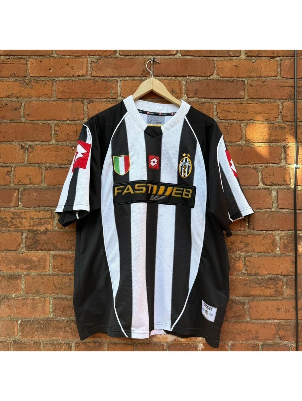 vintage juventus lotto fastweb soccer jersey 02/03 L